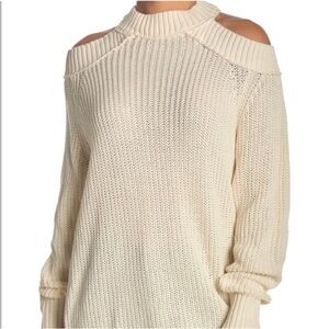 Women's Cream Cold Shoulder Sweater